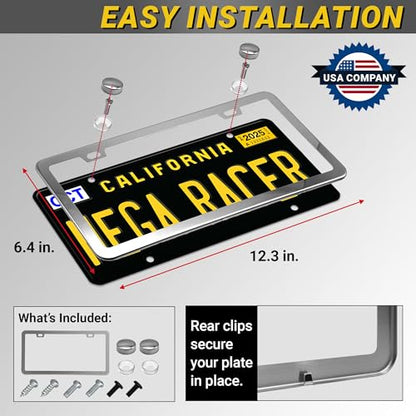 Premium Slim Mirror Chrome License Plate Frame
