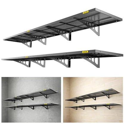 4 Pack 1.64x4ft Adjustable Garage Wall Shelving 1120lbs Load Capacity Heavy Duty Wall Mounted Storage Shelf Metal Floating Shelves for Garage (4 Count)