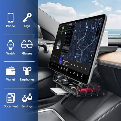Hideable Under Screen Storage Organizer Compatible with Tesla Model Y 2024