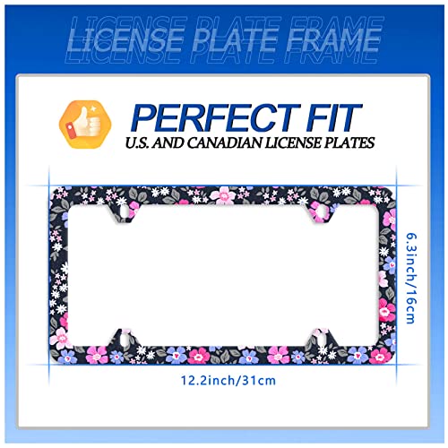Hibiscus Flower License Plate Frame Stainless Steel Accessory 12.3x6.3 Inch