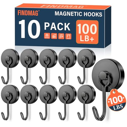 10 Pack Black Magnetic Hooks for Cruise Cabins (10 Count)