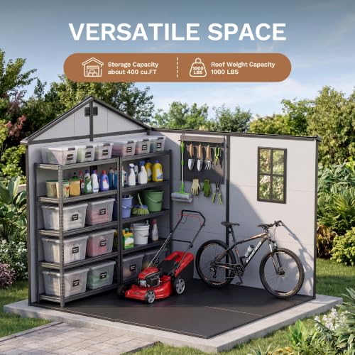 8 x 8 FT Resin Outdoor Storage Shed with Floor