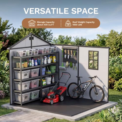 8 x 8 FT Resin Outdoor Storage Shed with Floor
