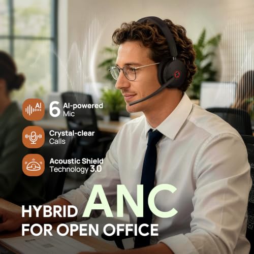 BH74 with Stand ANC Wireless Headset with Microphone for PC