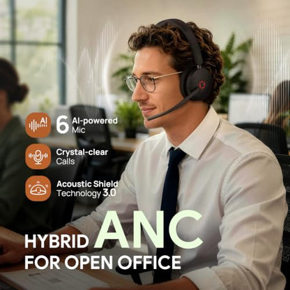 BH74 ANC Wireless Headset with Mic for Work
