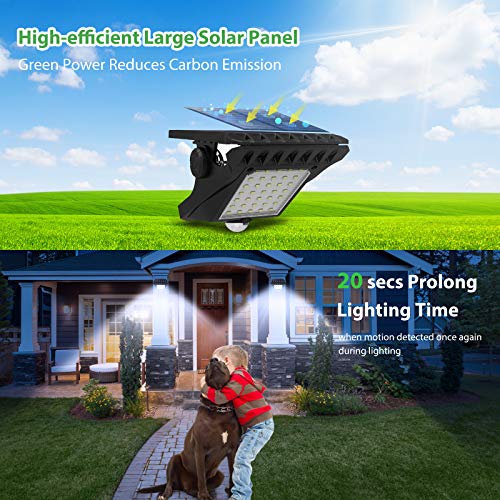 45LEDs Solar Lights Outdoor Clip Motion Sensor Lights 3 Modes 3 Mounting Ways IP65 Waterproof Security Light for Chain Link Fence Camping Gate (2 Count)