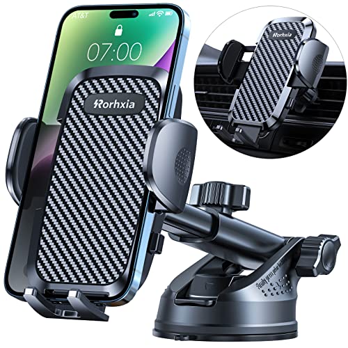 3-in-1 Phone Mount for Car [2025 Most Stable and Flexible Suction Cup] Vent Dashboard Windshield Cell Phone Holder Car Fit for iPhone, Samsung, All Phone