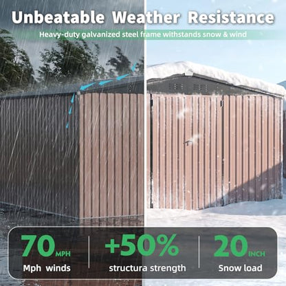 10' x 12' Large Waterproof Metal Outdoor Storage Shed