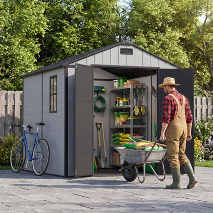 8x8 FT Resin Outdoor Storage Shed with Floor