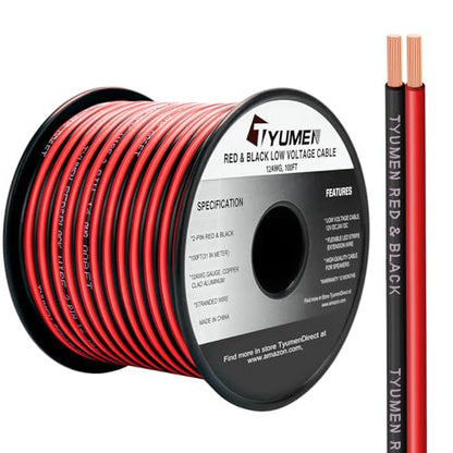 100FT 12 2 Gauge 2pin 2 Color Red Black Cable Hookup Electrical Wire LED Strips Extension Wire 12V (100 Feet)