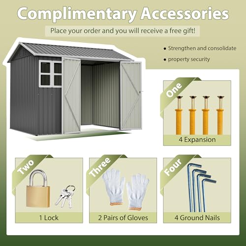 8X 6ft Outdoor Storage Shed with Clear Window