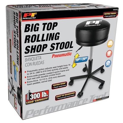 W85033 Pneumatic Rolling Shop Stool with Wheels