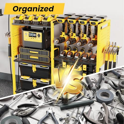 Heavy Duty Power Tools Organizer Cart with Charging Power Strip