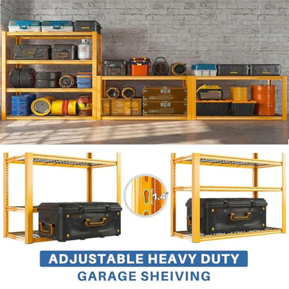 40" W Yellow Garage Shelving with Double (2 Count)