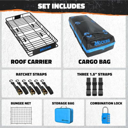 84"x39"x6" XL Extendable Waterproof Car Roof Rack Cargo Carrier