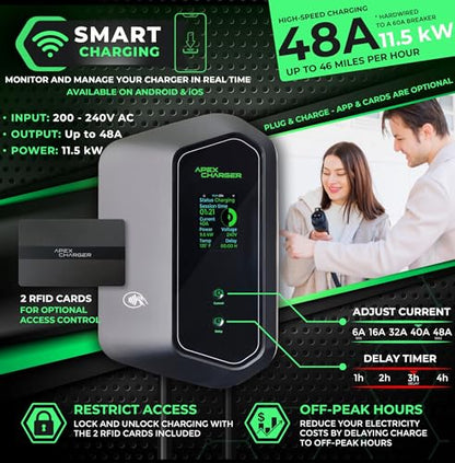 MACH 1 NACS Connector. Fast 48 Amp Level 2 EV Charger