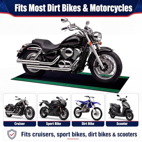 Motorcycle Mat Garage Floor Rug Washable Parking Mats for Garage Floors Non Slip Oil Absorbent Pad Rubber Backing Layer Protects Floor