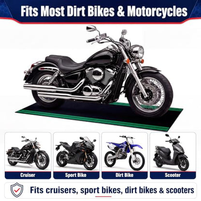 Motorcycle Mat Garage Floor Rug Washable Parking Mats for Garage Floors Non Slip Oil Absorbent Pad Rubber Backing Layer Protects Floor
