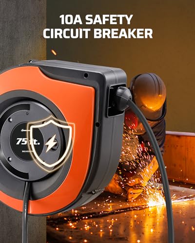 75FT Retractable Extension Cord Reel