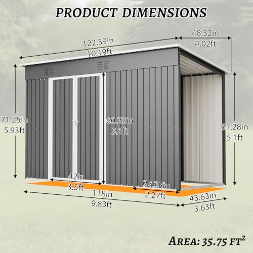 4'x10' Metal Shed Outdoor Storage Shed