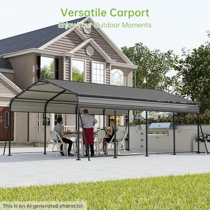 12x20 FT Updated Galvanized Steel Roof Metal Carport