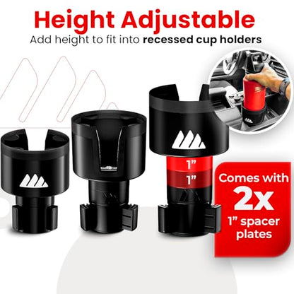 Ultimate Car Cup Holder Expander with Adjustable Base & Organizer