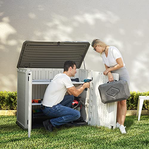 Horizontal Outdoor Garden Storage Shed for Backyards and Patios