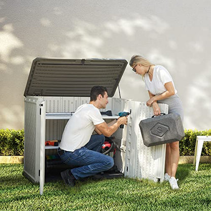 Horizontal Outdoor Garden Storage Shed for Backyards and Patios