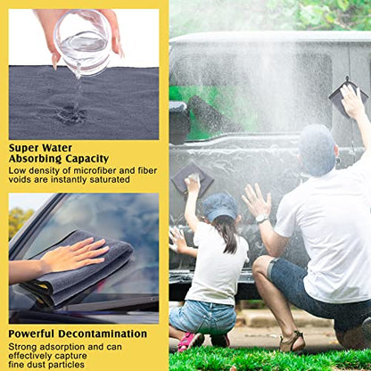 20 Pcs Microfiber Car Drying Towels Microfiber Cleaning Cloth 800 GSM Thick Plush Cleaning Dusting Cloth Auto Detailing Absorbent Towels Rags for Car Household Kitchen Window (20 Count)