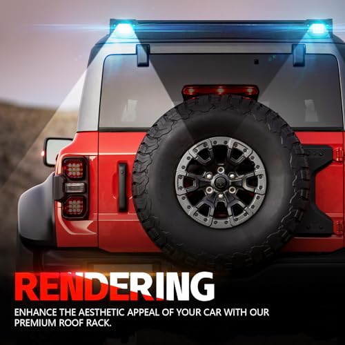 Bronco Half Short Roof Rack Rear Cargo Basket with 2 Pcs Led Light Bars Compatible for 2021