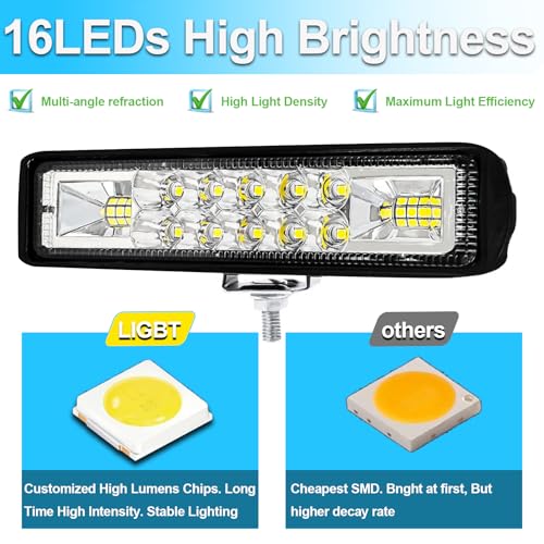 2Pcs 5.7 Inch 60W LED Light Bar Flood Spot Combo for Jeep Truck (2 Count)