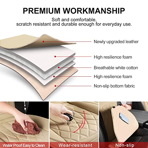 2 Pack Waterproof Front Car Seat Covers for Car Truck SUV Beige (2 Count)