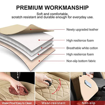 2 Pack Waterproof Front Car Seat Covers for Car Truck SUV Beige (2 Count)