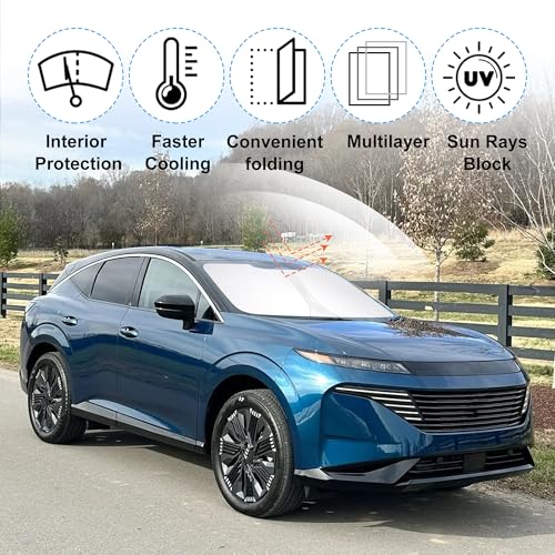 Sun Shade for Nissan Murano 2025 2026 Accessories Windshield Sun Shade Window Shade UV Rays Protection Sun Visor Cover with Steering Wheel Sunshade Storage Bag
