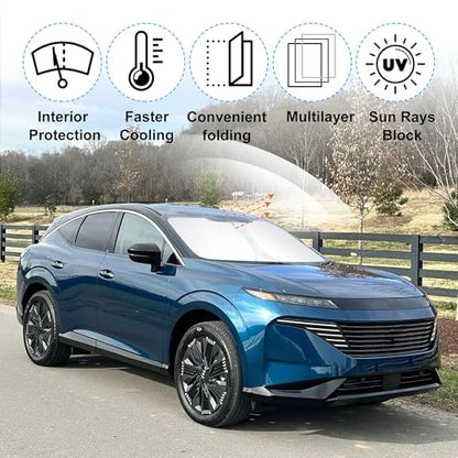 Sun Shade for Nissan Murano 2025 2026 Accessories Windshield Sun Shade Window Shade UV Rays Protection Sun Visor Cover with Steering Wheel Sunshade Storage Bag