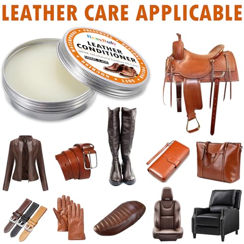 Mink Oil Paste Leather Conditioner Boots Wax Waterproof Smooth Couch Purse Shoes Bag Jacket Soft Polish Furniture Salve Sofa Car Seat Restore Shine Saddles Baseball Glove Natural Leather Care Balm