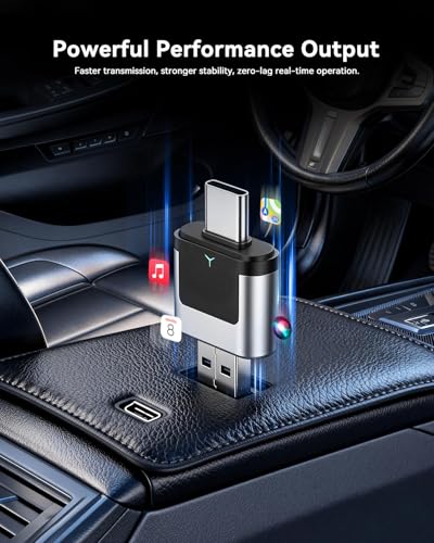 2-in-1 Wireless CarPlay Adapter USB C, Dual-Band WiFi (2.4/5GHz), BT 5.0, Wireless Android Auto Dongle, Native Dual Interface, Fast Connect for Factory Wired Cars