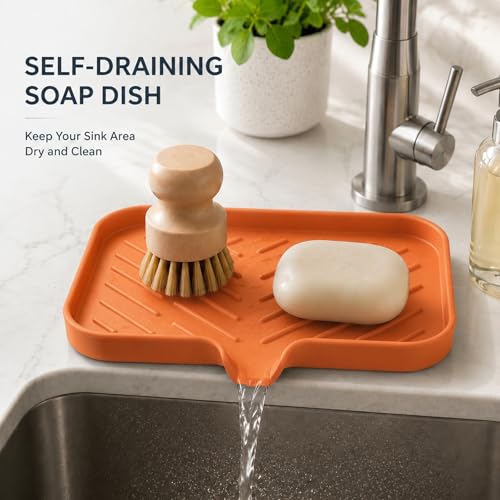 Silicone Soap Dish with Drain Spout