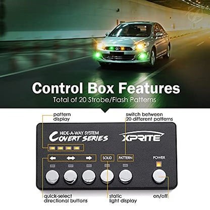 Amber Green LED Hideaway Strobe Lights Kit (4 Count)