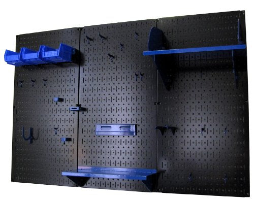 Pegboard Organizer 4 ft. Metal Pegboard Standard Tool Storage Kit with Black Toolboard and Blue Accessories
