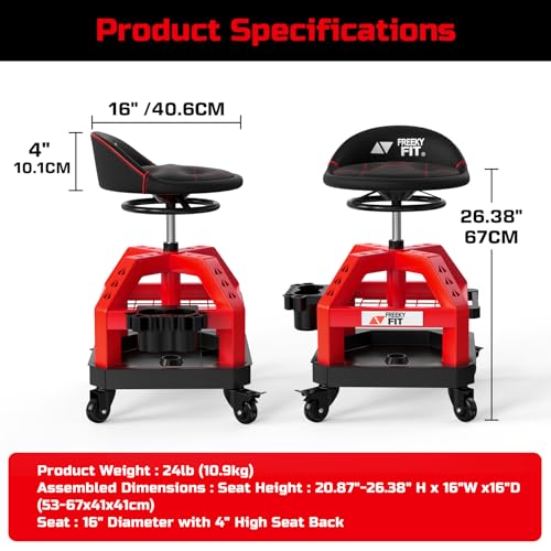 Rolling Shop Stool for Garage with Casters