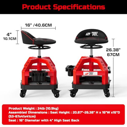 Rolling Shop Stool for Garage with Casters