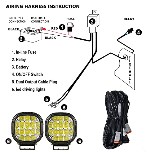 4 Inch Round Led Offroad Lights Pair 160W 18800LM Driving Spot Light Pods Super Bright Off Road Fog Lights with Wiring Harness 12V 24V for Pickup Trucks SUV UTV ATV