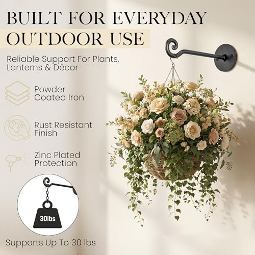 Plant Hangers Outdoor or Indoor Heavy Duty Wall Bracket Hooks (2 Count)