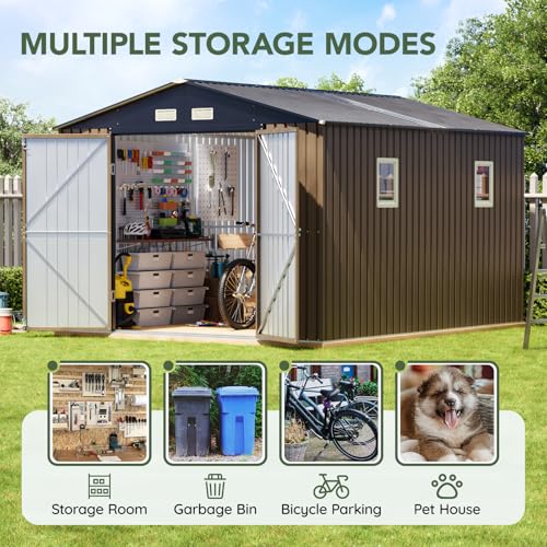 10 x 12 FT Metal Storage Shed for Backyard