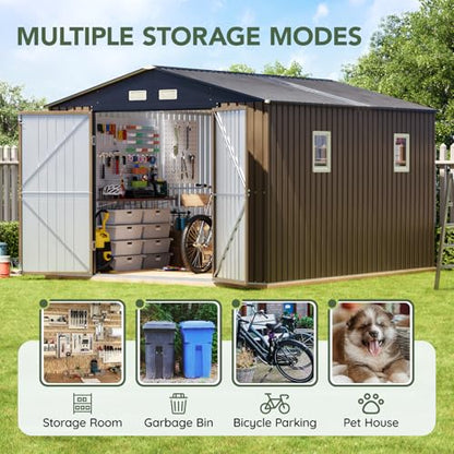 10 x 12 FT Metal Storage Shed for Backyard
