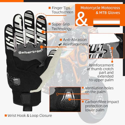 SPS 2 Unisex Touchscreen Road Racing Motorcycle MTB Sports Gloves Also fit BMX MX ATV Mountain Bike Bicycle Cycling Off