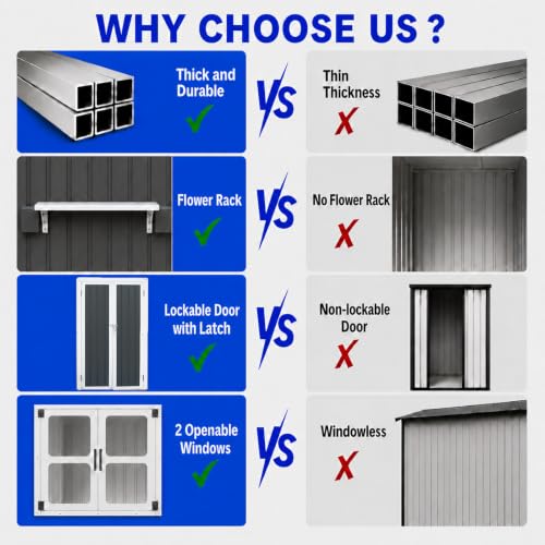 10x8 FT Outdoor Storage Shed with 2 Clear Windows