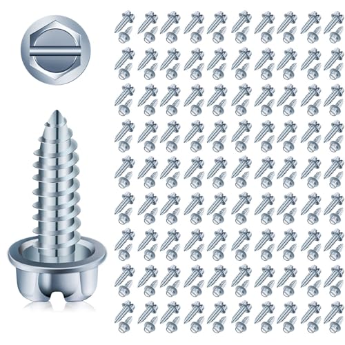 Upgraded】 100 Pcs License Plate Mounting Screws for Car Dealers #14 x 3 (100 Count)