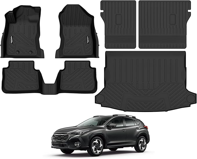 Tongama-Floor Mats for 2024 2025 2026 Subaru Crosstrek & Impreza Gas (Not for Hybrid), All Weather TPE Floor Liners and Trunk Mat and Backrest Mats Protectors for Subaru Crosstrek Interior Accessories